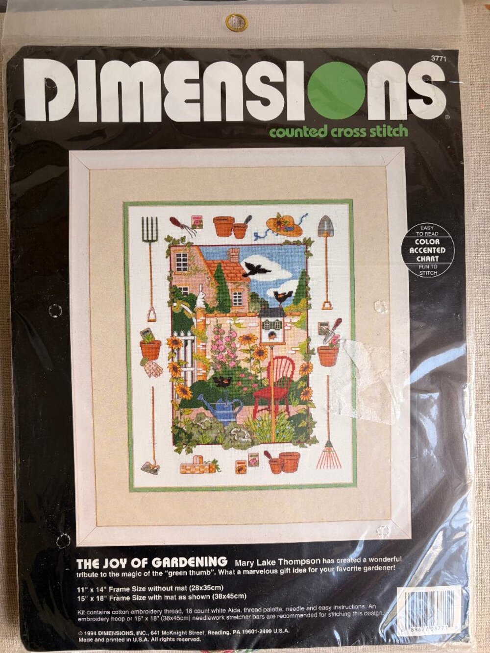 Dimensions Cross Stitch Kit Joy of Gardening 3771 Thompson 1994 Unopened